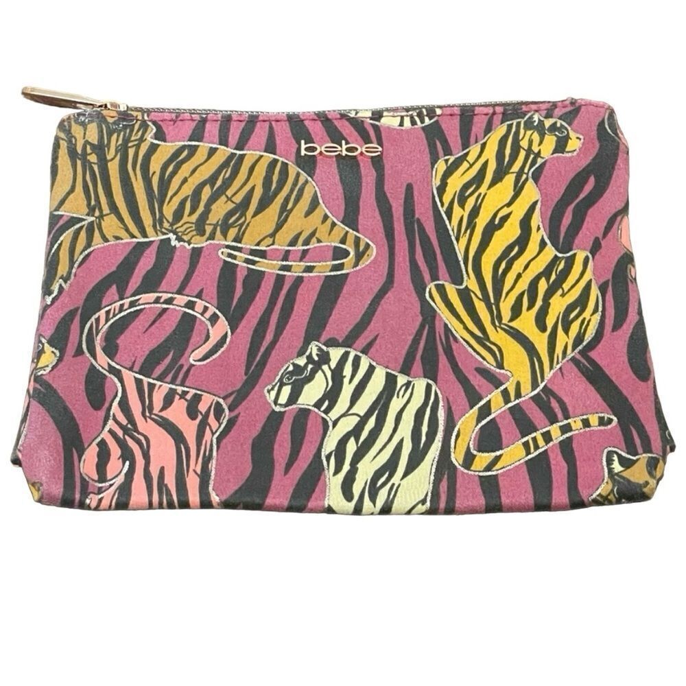 Bebe Makeup Bag Pink with Gold Tigers